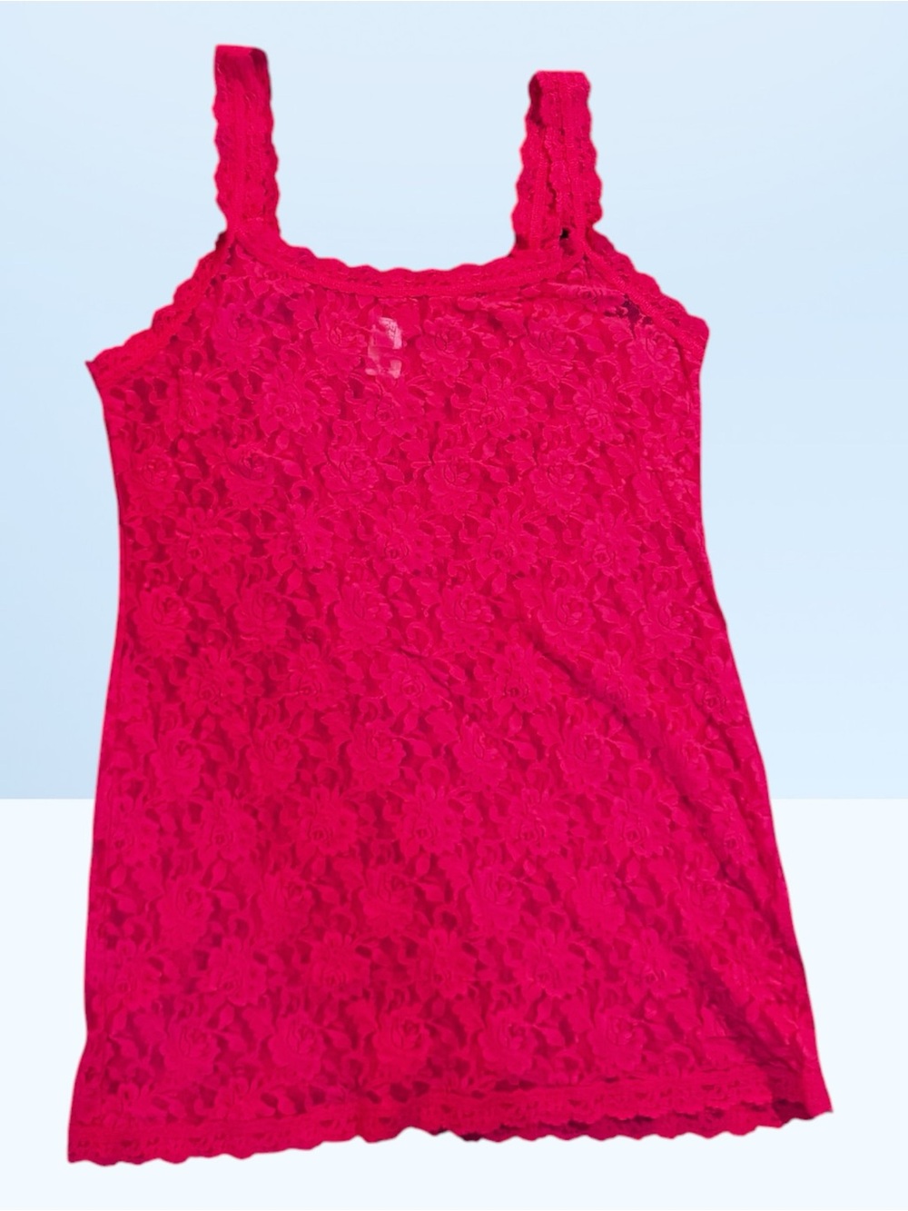 Hanky Panky Hot Pink Lace Slip Dress Chemise Nightgown - Size Large